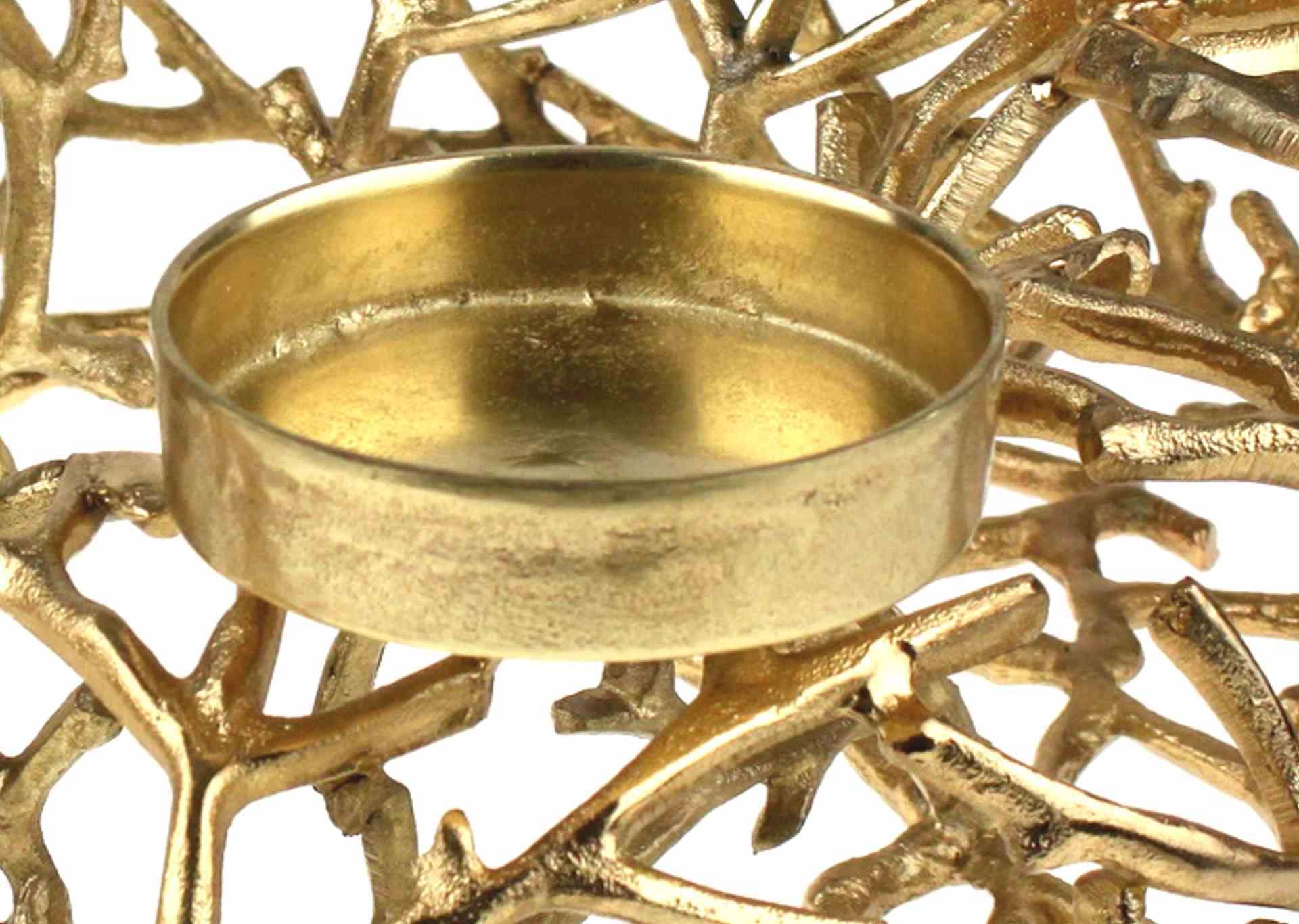 Werner Voss Adventskranz - Kranz Äste mit 4 Kerzenhaltern - Alu - Gold-Finish - 53x20cm