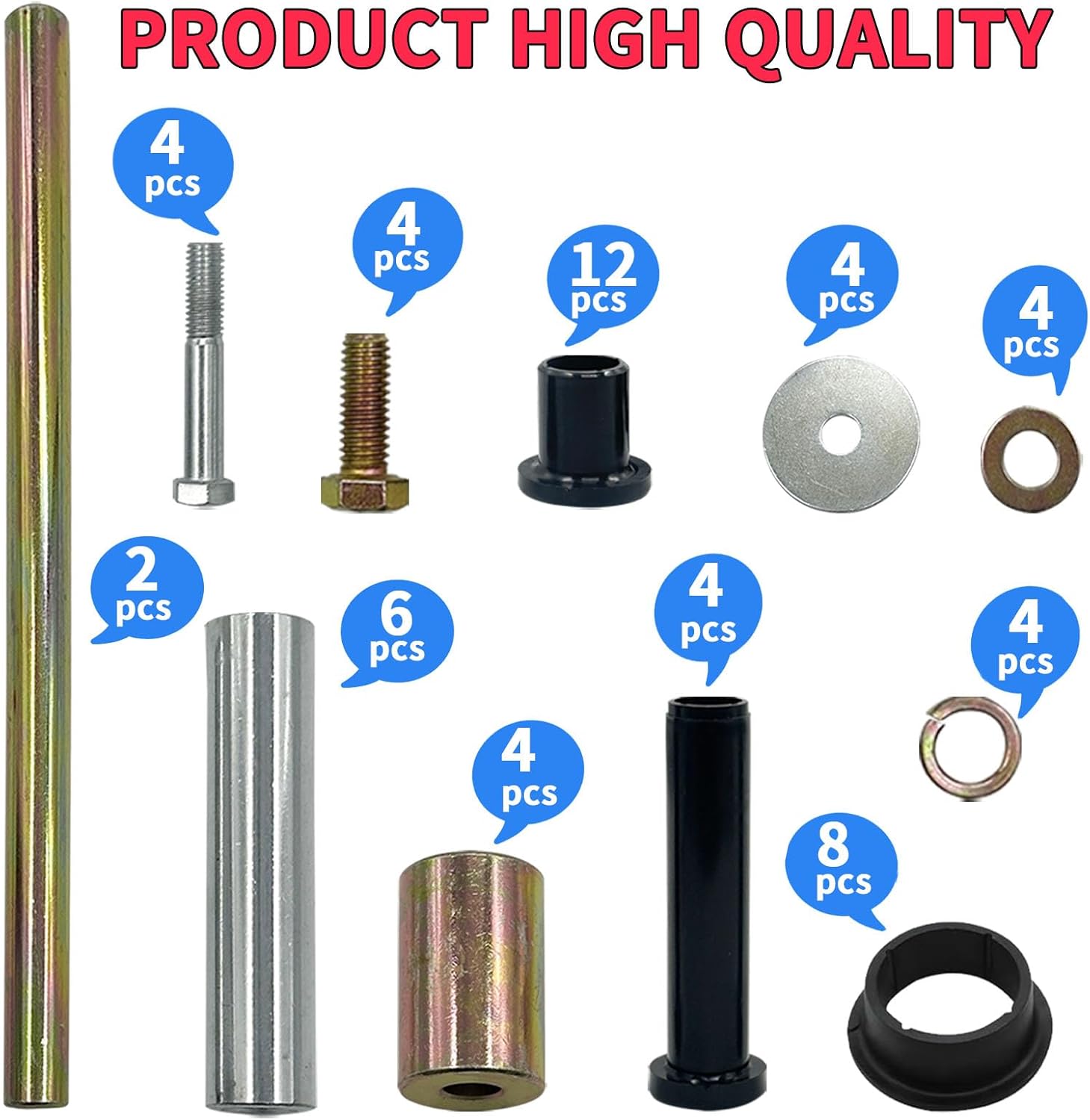 5020826 5133806 5434548 Rear Left & Right A-Arm Bushing Shafts Blots Kit Fit for 2003-2010 Polaris ATV Sportsman 400 450 500 600 700 800 Replace #5434551 5434550 7552614 7555740 7517873 5631142