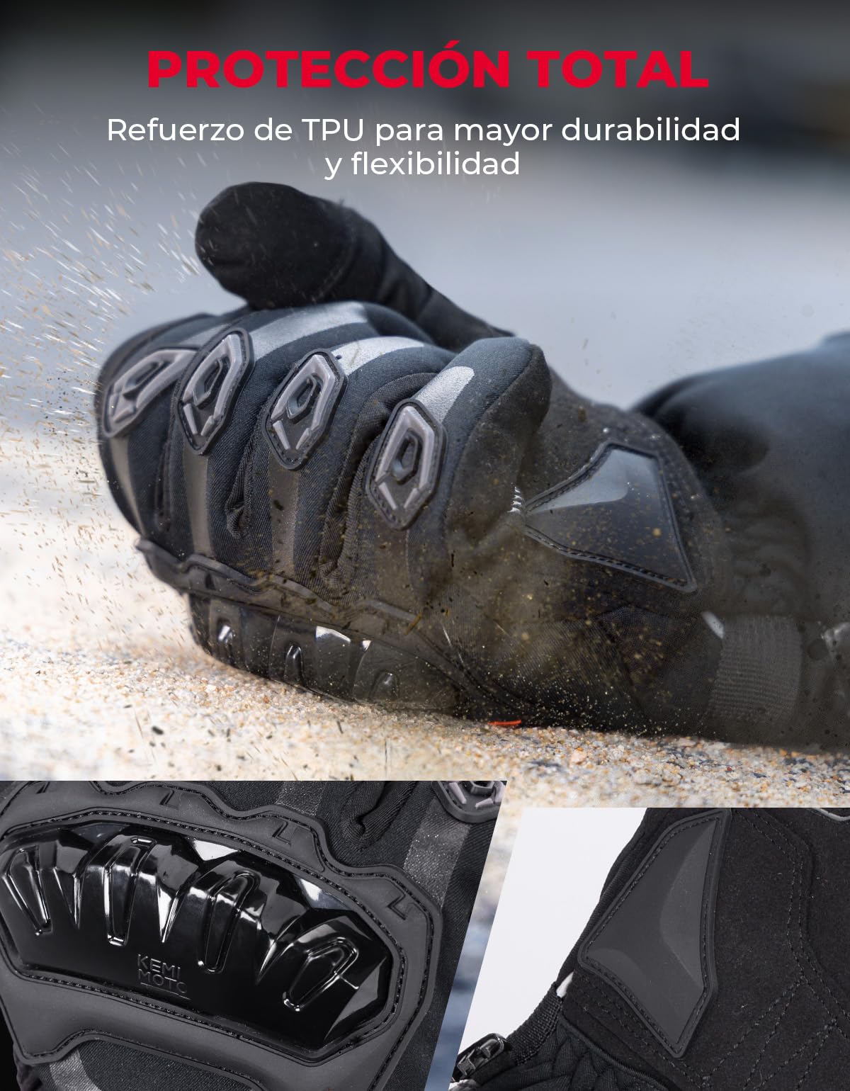 KEMIMOTO Guantes Calefactables Impermeable Moto, Doble Zona de Calefacción Independientes, Retención de Calor Desde -20℃ a -5℃, 3 Modos Calefactores, Batería 3000mAH, Resistentes al Desgaste