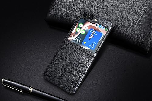 Miniatura 3 de AIORIA Funda para Samsung Galaxy Z Flip5 de 6.7 pulgadas, piel sintética, diseño retro de negocios, funda protectora completa para Samsung Filp5