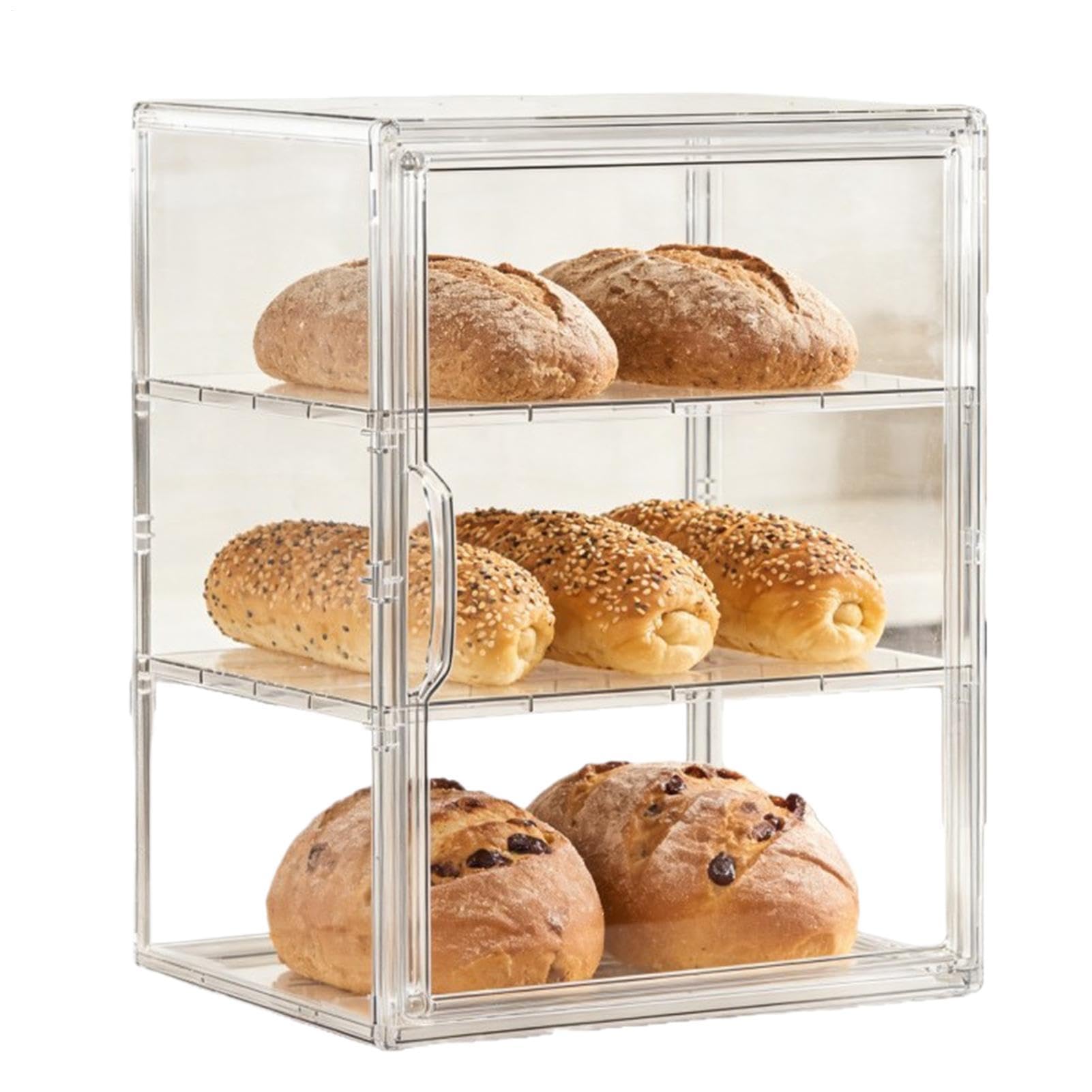 Expositor De Panadería Contenedor Grande Ajustable De Acrílico Transparente | Grande Para Hogar Despensa Encimera Esquina Comida Sándwich Tostada Bagel Rollo Pan Masa Plátano