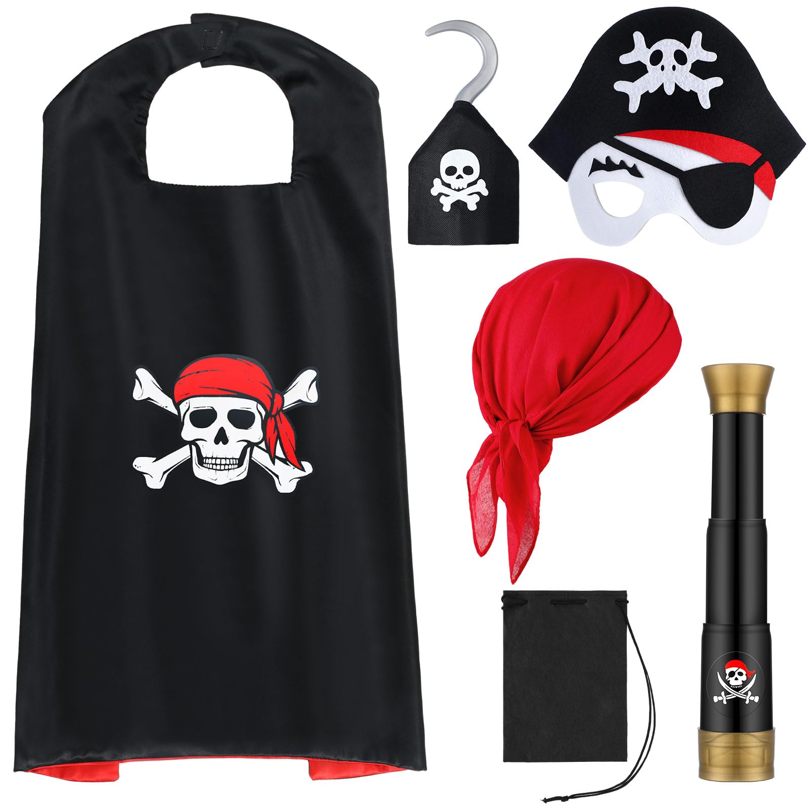 Bencailor6 PS Pirate Costume Accessory Kids Set Pirate Eye Patches Captain Hat for Role Play Halloween Party Dress up