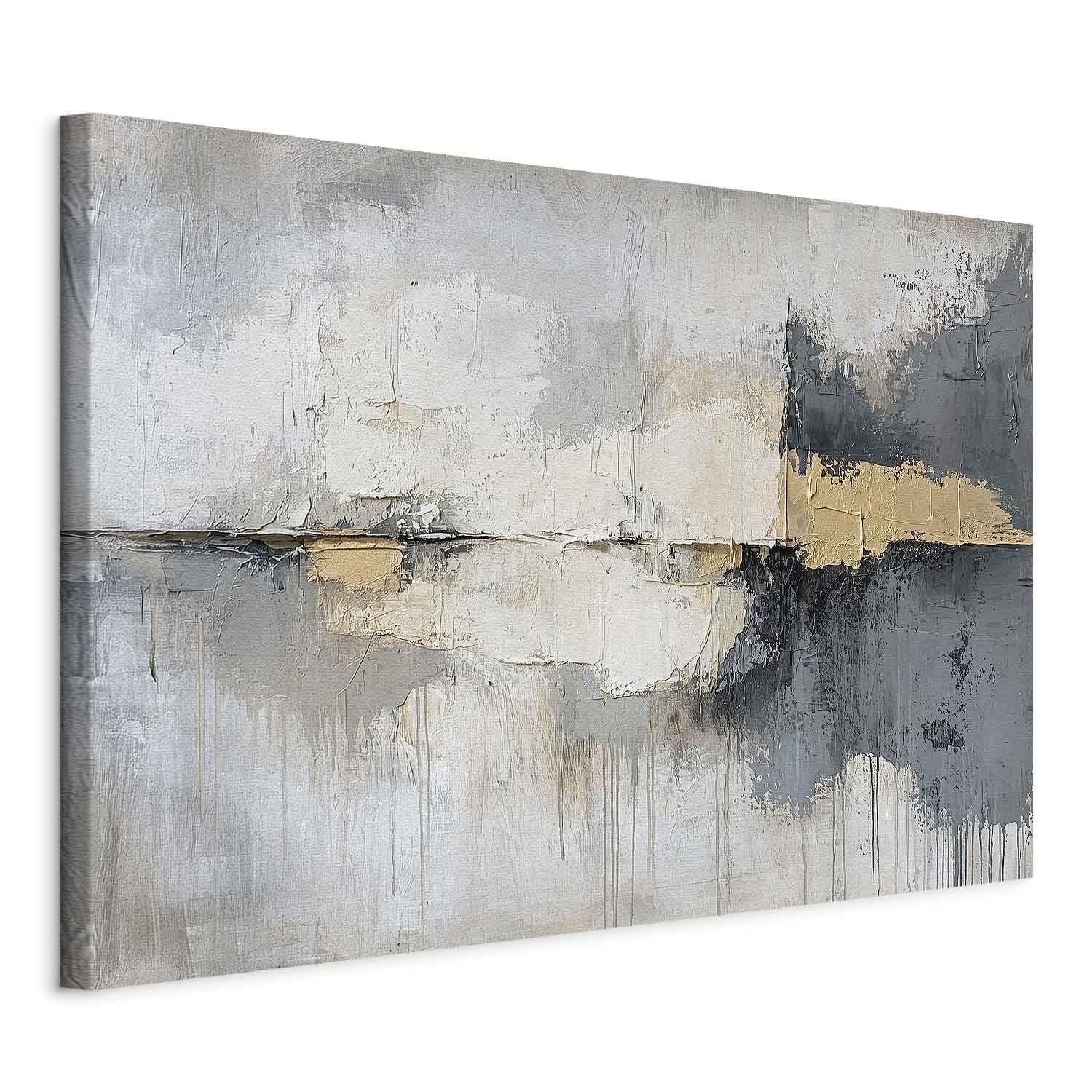 murando - Obraz na Płótnie ze Strukturą - Drewniana Rama American Box Abstrakcja Krajobraz Szaro-Złoty 30x20 cm - Mały Obraz na Ścianę - Nowowczesna Elegancka Dekoracja do Salonu a-H-10172-b-a