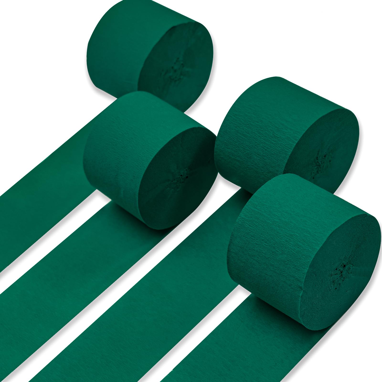 Serpentinas de papel crepé PartyWoo, 4 rollos, paquete de 328 pies, papel crepé verde para decoraciones de fiestas, bodas, cumpleaños, baby shower, rollo de 1 8 pulgadas x 82 pies
