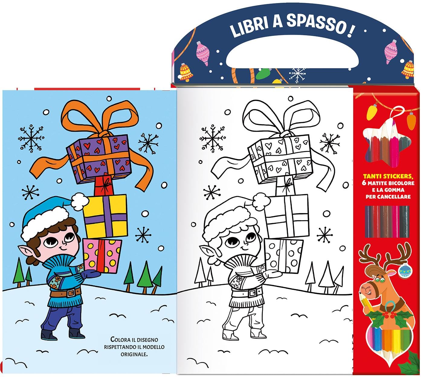 Evviva il Natale! Libri a spasso! Ediz. a colori. Con gomma. Con 6 matite bicolore