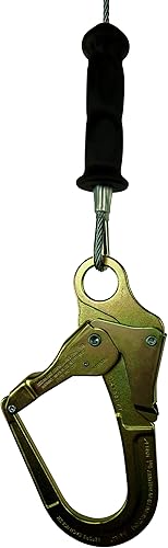 Miniatura 15 de Malta Dynamics Edgehog Leading Edge - Línea de vida autorretráctil (SRL) de 10 pies con gancho a presión Línea de vida de cable de acero Doble