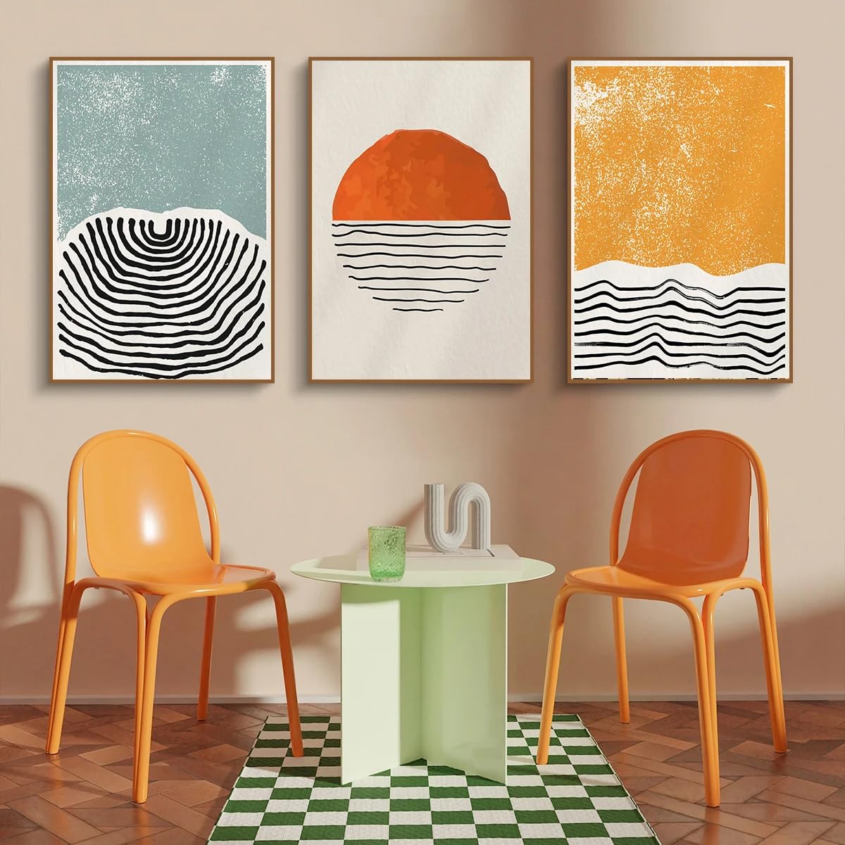 CLJKDX Abstract Bauhaus Geometric Lines Wall Art Canvas Painting Modern Minimalist Poster and Print Wall Picture For Living Room Kitchen Decoration-40 * 60cm*3PCS (No Frame)