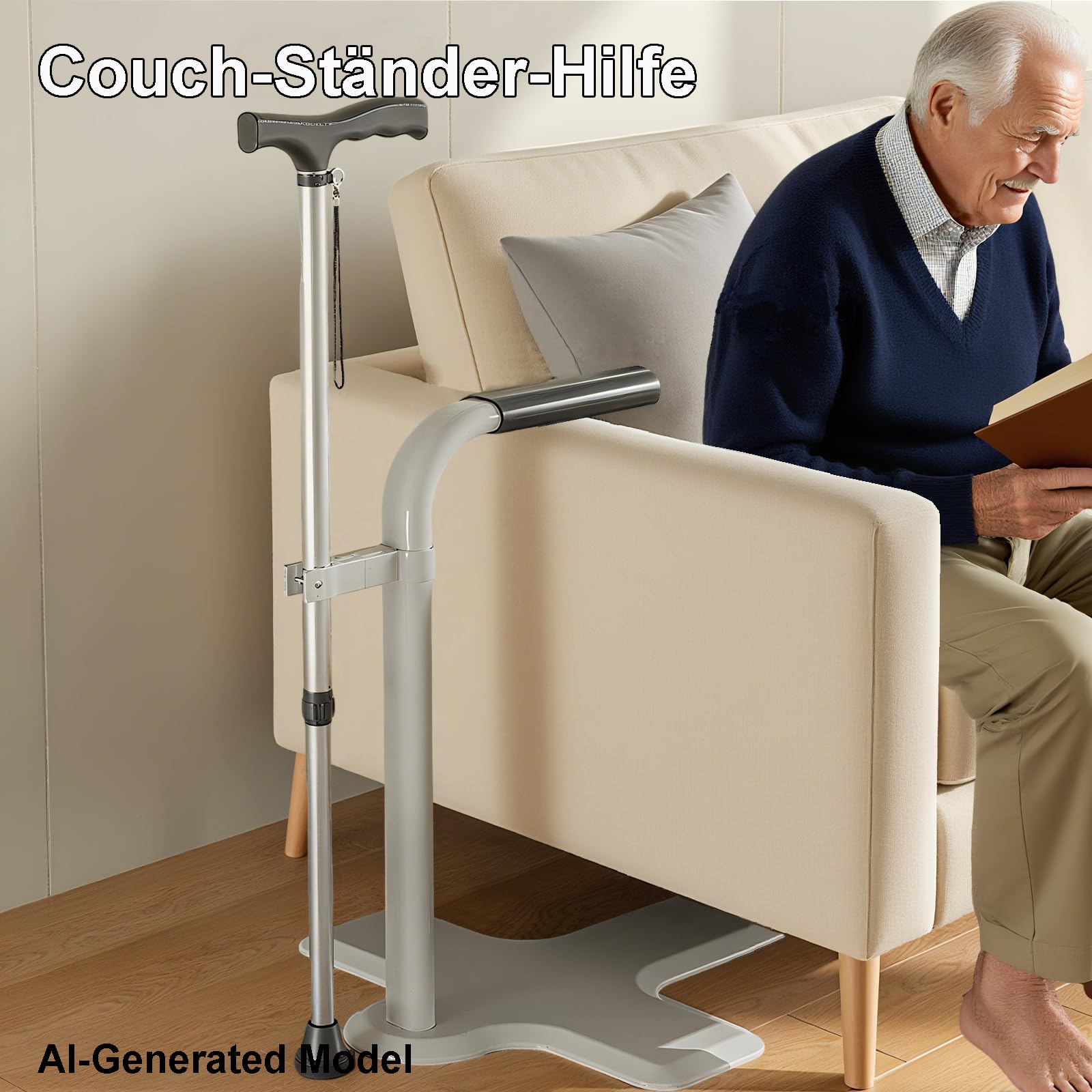 Couch-Ständer-Hilfe, Stuhl-Couch-Aufstehhilfe mit Höhenverstellbare Krücken, Couch-Aufstehhilfe, Hebehilfe, geeignet für Senioren, Schwangere und Behinderte, hält bis zu 150 kg (Grey, 60x50x63cm)