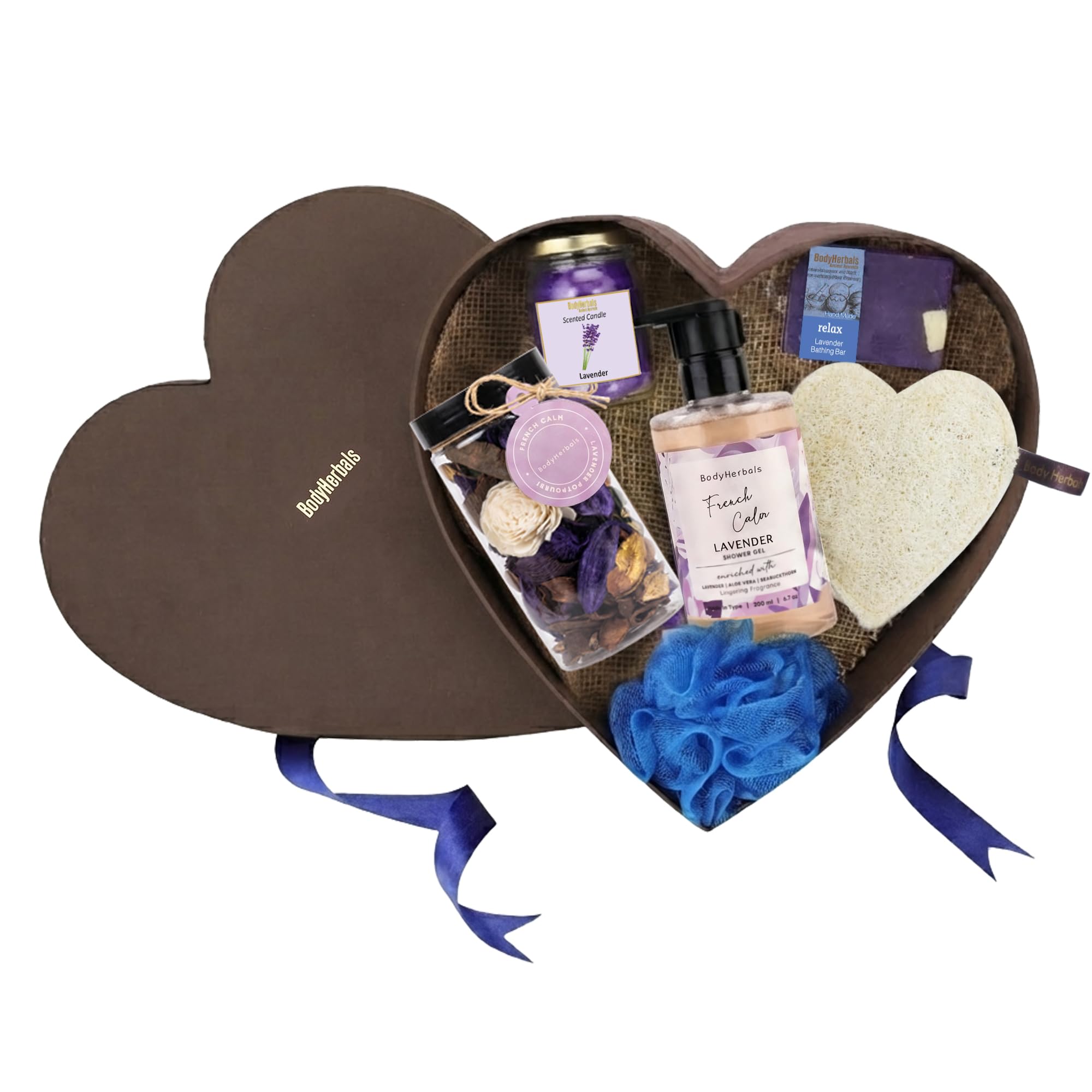 BodyHerbals Lavender Surprise Bath & Body Care Gift Set for Women & Men – 6 Pcs Skin Care Kit with Spa Accessories | Vegan Luxury Gift Box for Birthdays, Anniversaries, Valentine’s Day, Raksha Bandhan Gift & Special Occasions