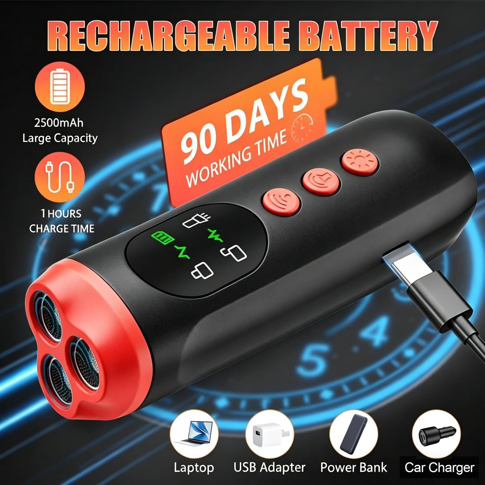 Dispositivo antiladridos para perros, disuasorio ultrasónico de ladridos de perro, alcance de 35 pies, dispositivo de control de ladridos recargable con pantalla HD y linterna LED, seguro