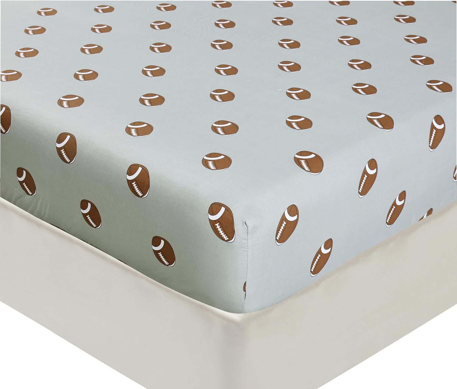Chezmoi Collection 3-Piece Kids/Teens Sports Sheet Set - Soft Microfiber Gray Brown White Football, Twin Size - Image 5