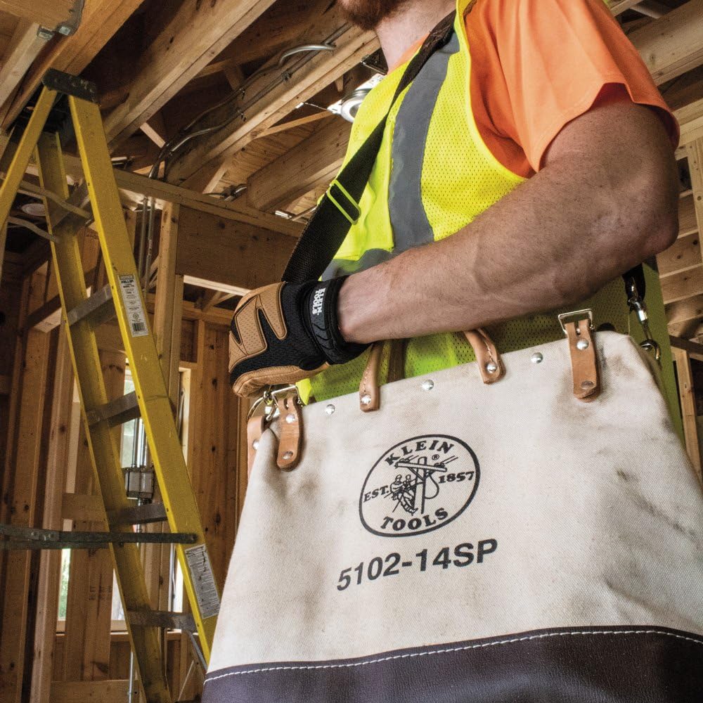 Klein Tools 5102-14SP Tool Bag with Detachable Shoulder Strap 14-Inch, 10 Inside Pockets for Hand Tool Organization - - 