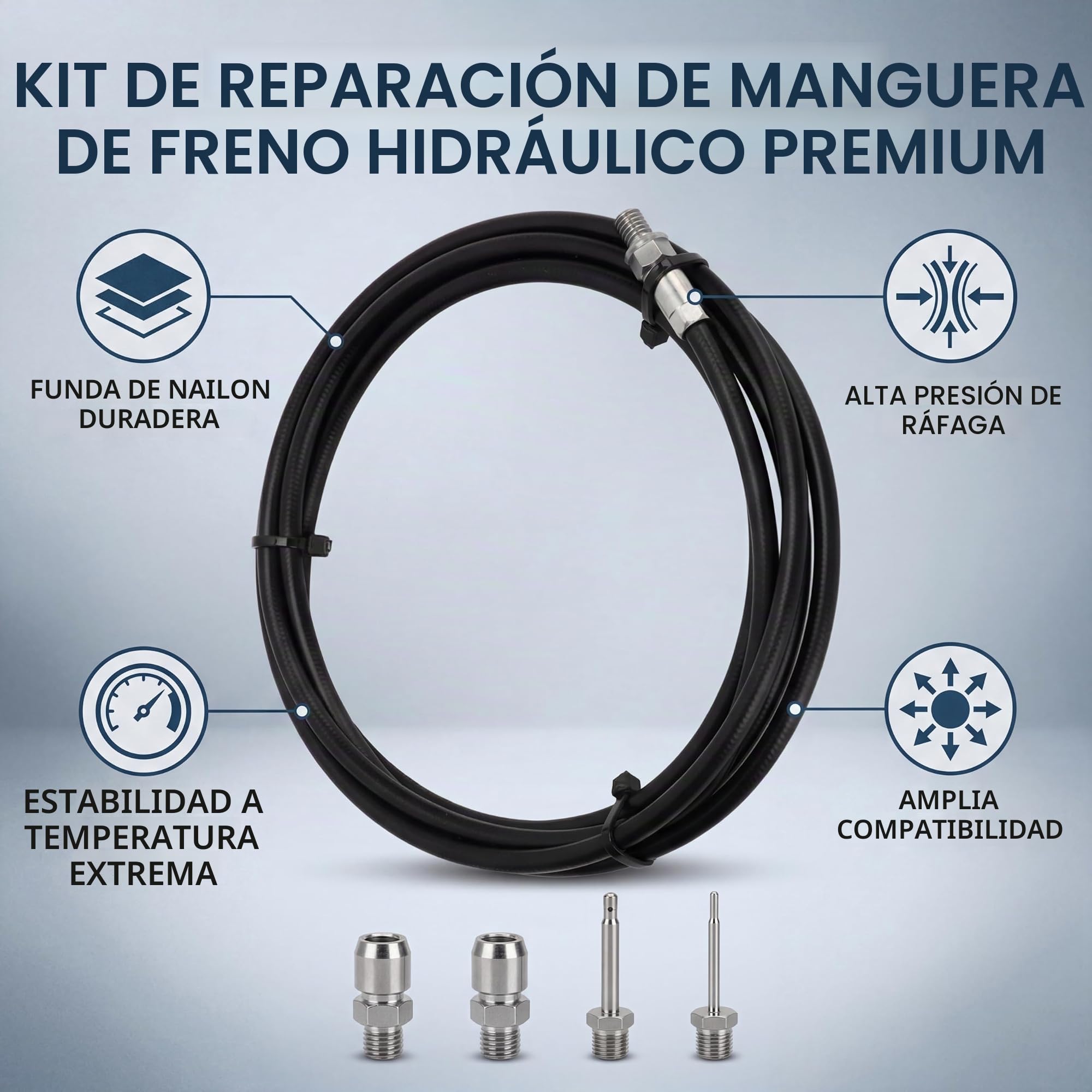 Alomejor Kit de Manguera de Freno de Bicicleta, Manguera de Freno de Disco Hidráulico de 2 M con Inserto de Conexión para Modificación de Reparación de Bricolaje Magura MT2 MT4 Race