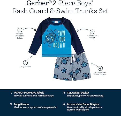 Miniatura 5 de Gerber Conjunto de traje de baño de manga larga para niños pequeños