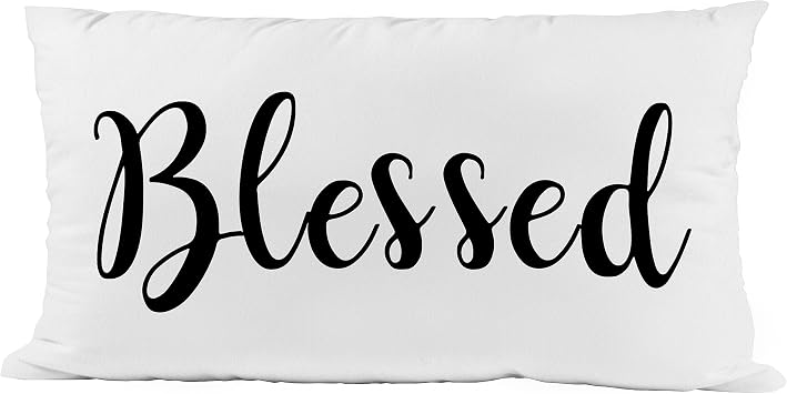 Nice Gift Inspirational Blessed Lumbar Soft Throw Pillow Cover Cushion Cover Decor for Sofa Couch Bed 20x12 Inch Thanksgiving Day Gifts,Inspirational Gifts