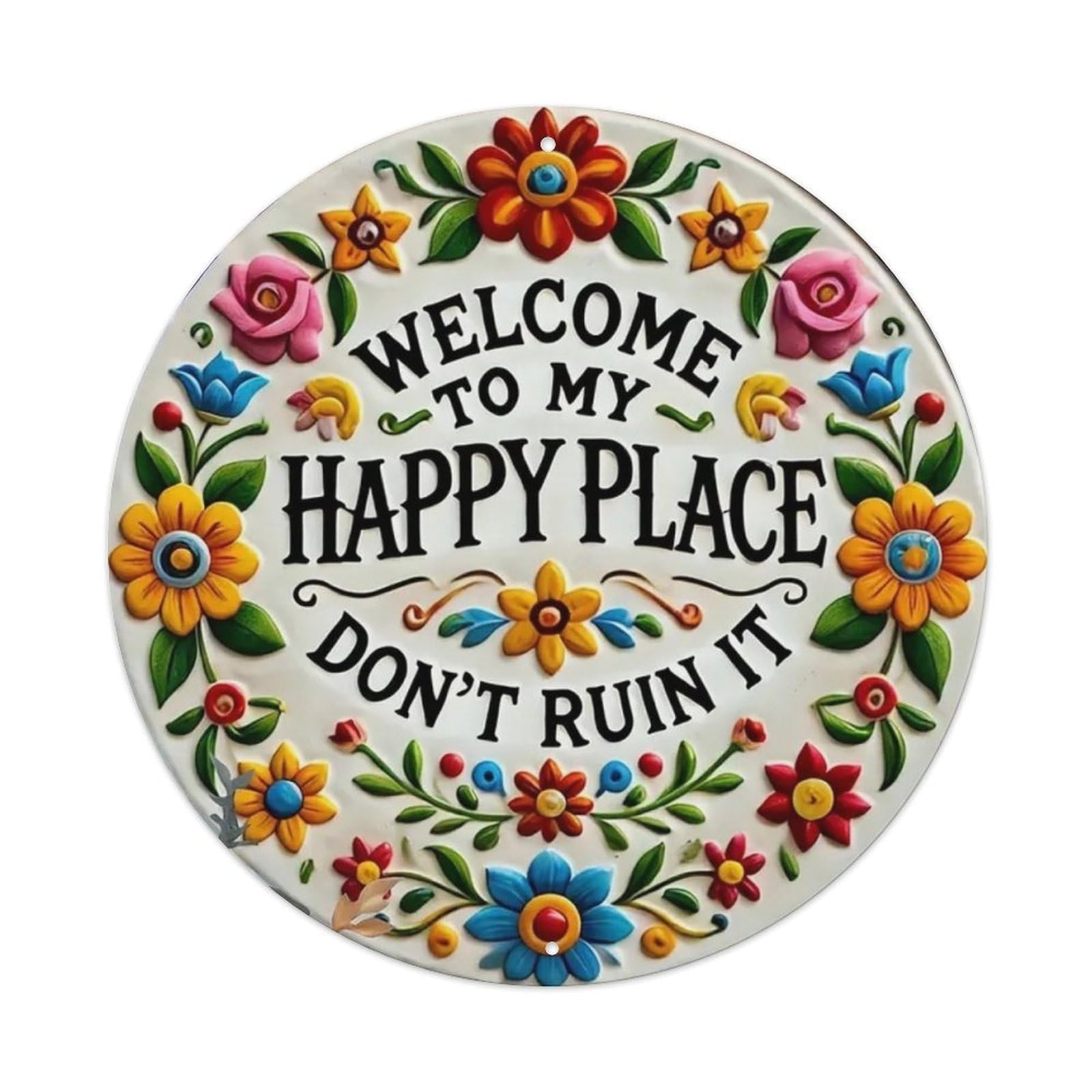 Igtefte Vintage Welcome To My Happy Place Don't Ruin It 1 Tin Sign Style Home Bar Garden Wall Plaque Decor Metal Poster 8X8 Inch