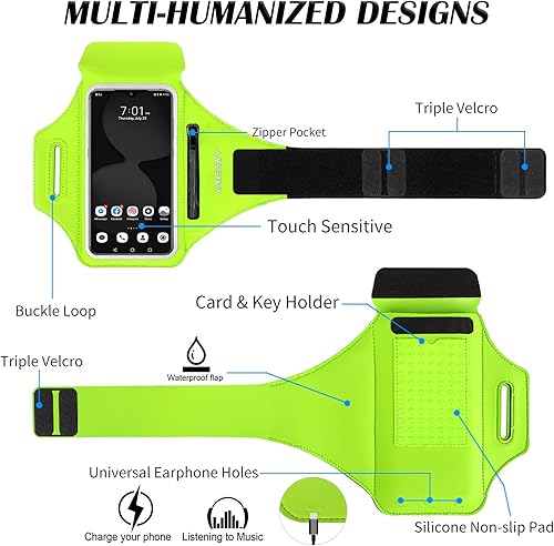 Miniatura 6 de Brazalete para correr con bolsa para auriculares, brazalete para teléfono celular para iPhone 16 15 Pro 14 Plus 13 11 XR XS, Galaxy S24S10