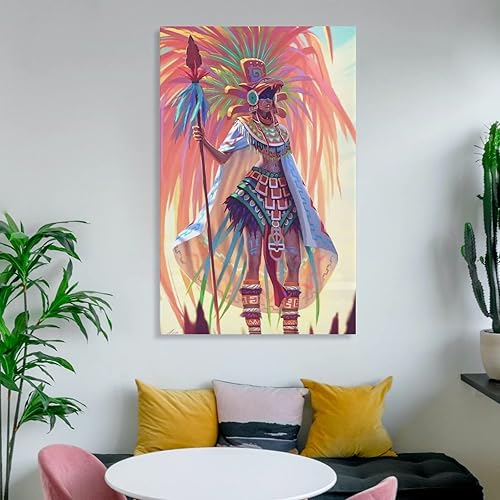 Miniatura 6 de ZHJLUT Póster de guerrero azteca, arte de pared de mitología mexicana, pintura maya, impresiones artísticas para decoración de pared, decoración de