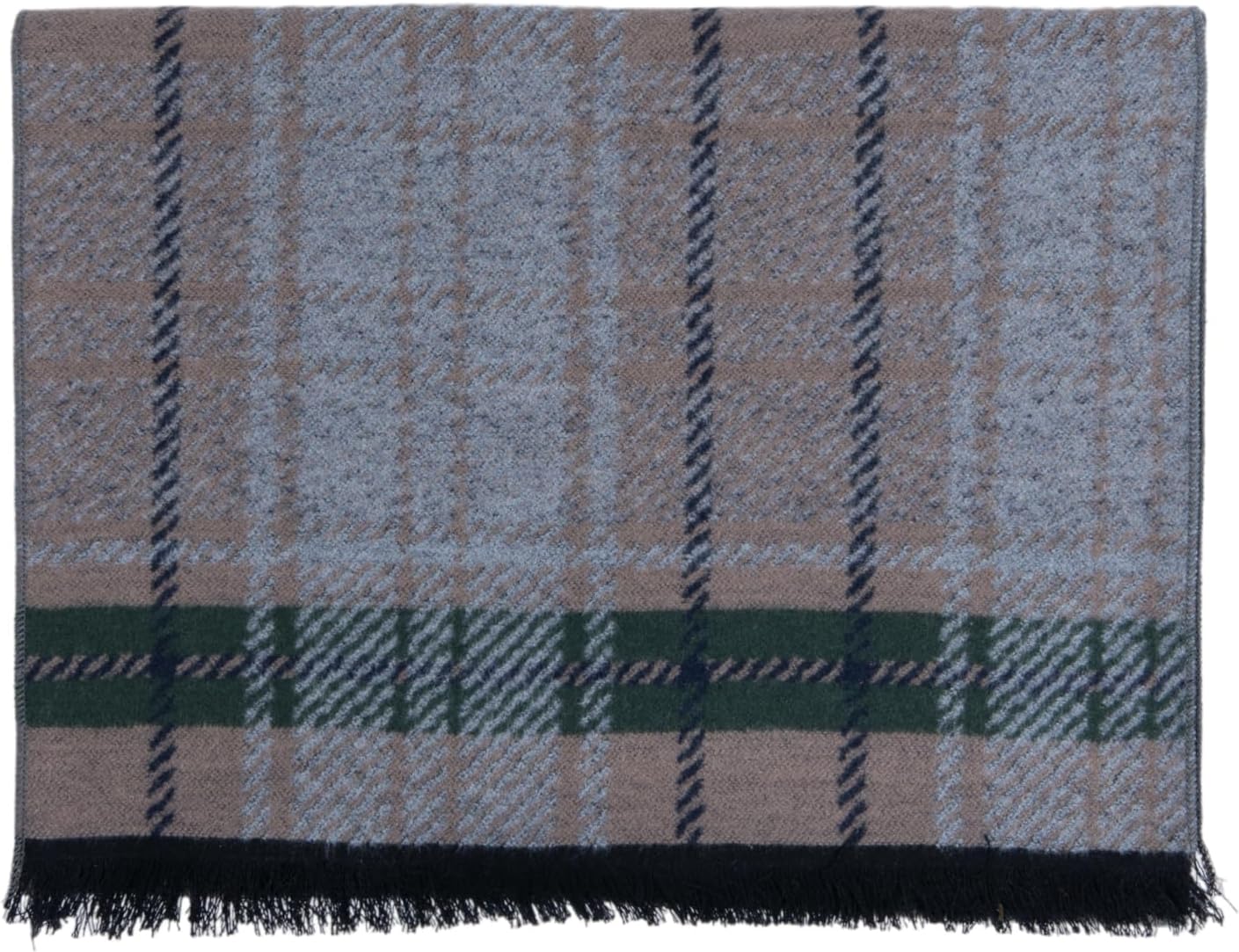 Ted Baker, Men's, 100% Silk, Scarf, Taupe, Plaid, Reversible, 70 x 11.8 inches