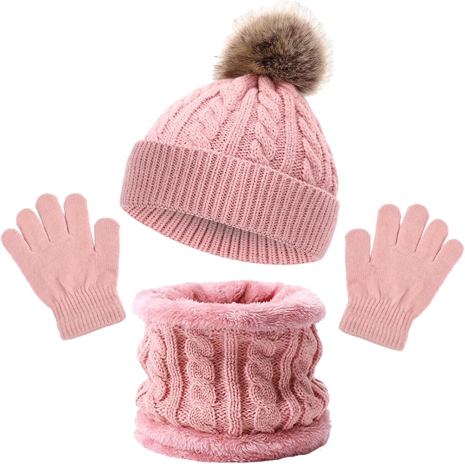 SSKHE 3-częściowy zestaw dla dzieci, zimowa, ciepła, czapka beanie, szalik, rękawiczki, zestaw dla chłopców i dziewczynek w wieku 1-5 lat, zestawy akcesoriów zimowych dla dzieci, do sportów na świeżym
