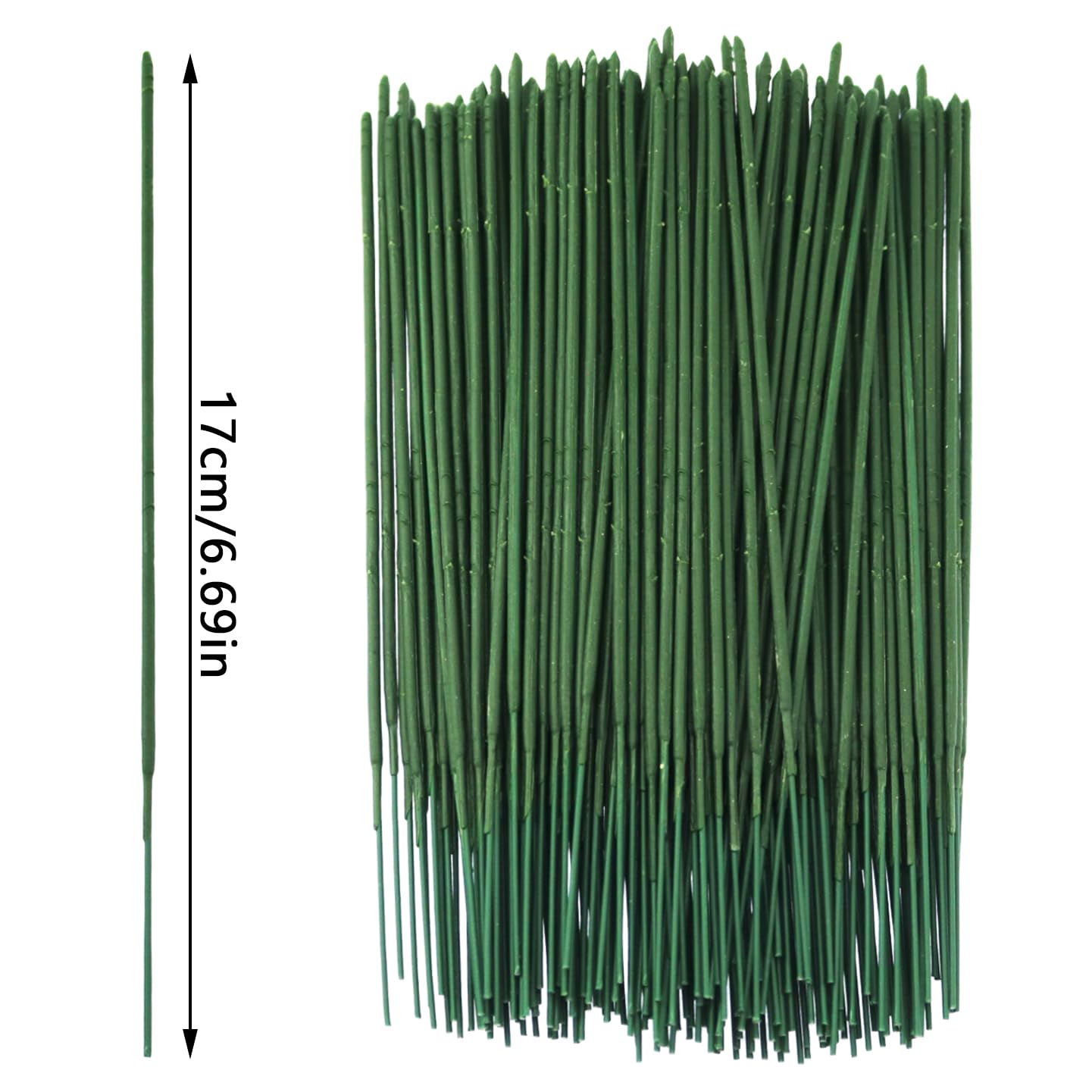 200PCS Rose Pole 17cm Artificial Flower Pole Faux Plant Flower Pole Accessories Bouquet Wreath Making for DIY Projects Handmade Florist Wire Christmas Decorations Holiday Arrangements