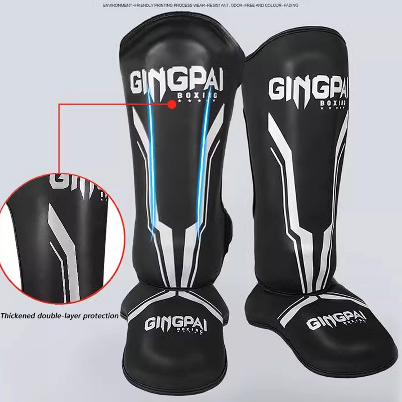 Parastinchi per Muay Thai,Pelle Protettivo Paratibie,Parastinchi per kickboxing,Paracolpi con Cinturini Regolabili,Facile Da Indossare ,per Kickboxing,Allenamento,Sparring,Boxe e Arti Marziali