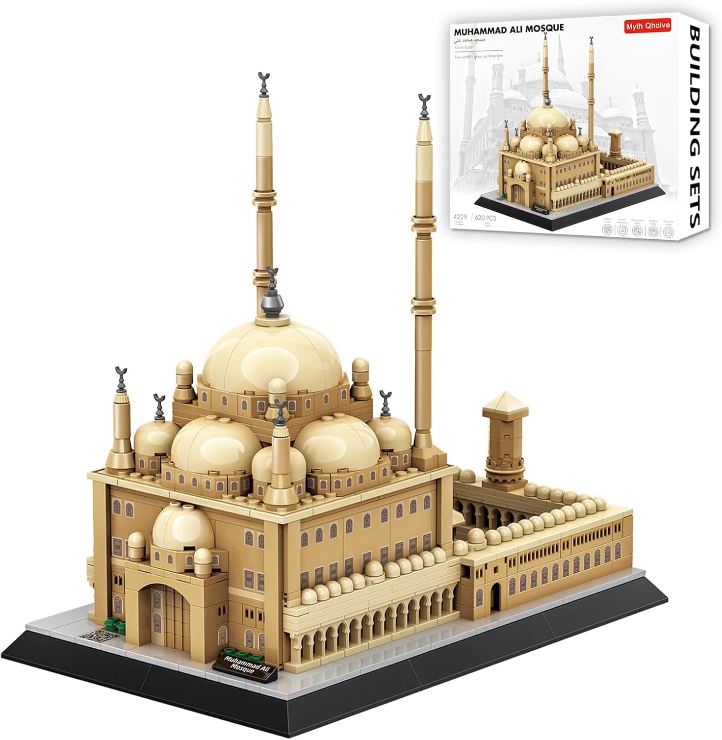 Myth Qholve Egypt Mohammed Ali Mosque Building Blocks, Cairo Landmark Architecture Model for Adults, Creative Construction Set for Collectors & History Lovers