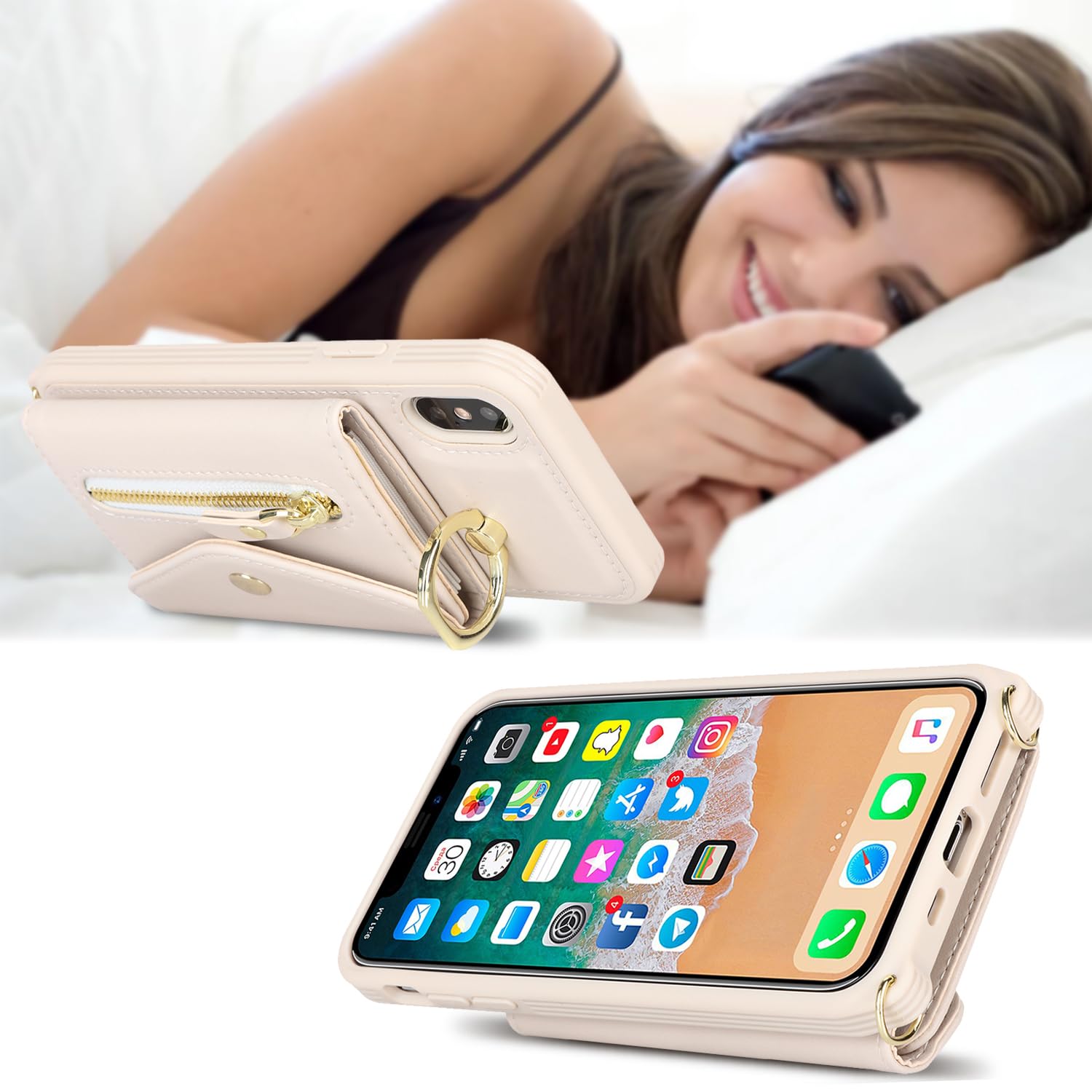 SailorTech iPhone X/XS Case with Zipper Credit Card Holder for Women - Image 3