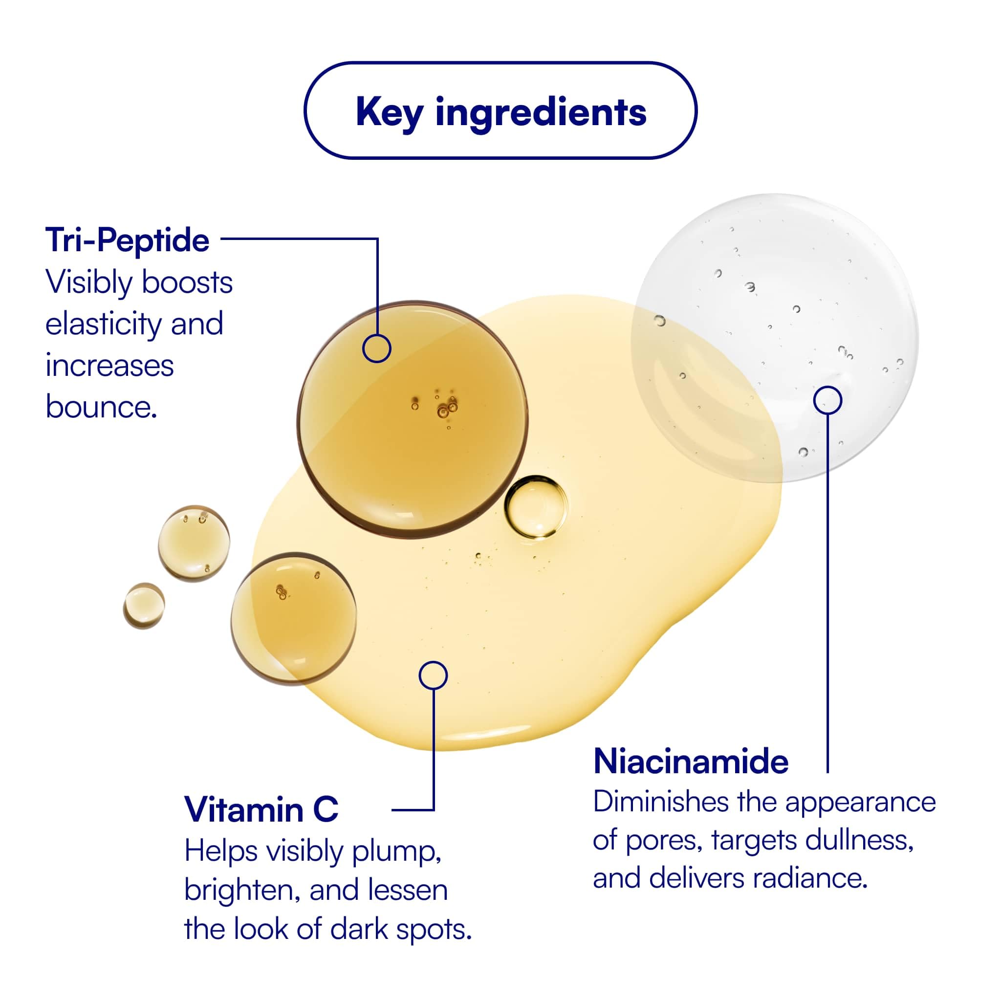 Bliss Crema hidratante iluminadora Tri-Peptide | Vitamina C y escualano | Crema facial hidratante antienvejecimiento para una piel radiante | Vegana y libre de crueldad animal, 1,7 fl oz