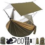 Sunyear Camping Hammock with Rain Fly Tent | Easy Assembly, Waterproof Camping Hammock with Net and Protective Cover | Comprehensive Camping Kit| Sturdy, Resistant Hammock and Tent