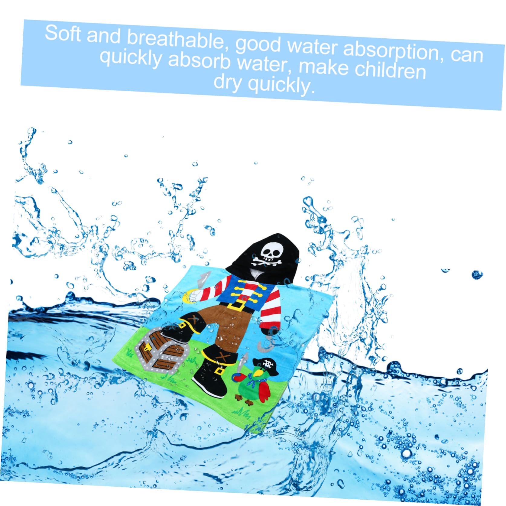 Toalla de Baño Infantil para Mayor Comodidad y Transpirabilidad Capucha Baño de Algodón Absorbente y Diseño de Patrón Pirata