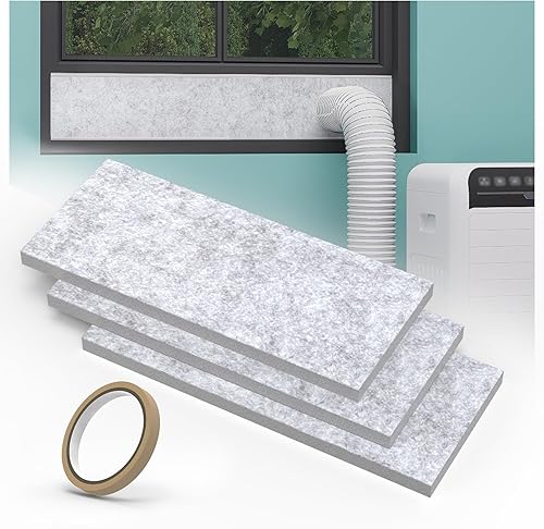 Chiligent Paneles de espuma aislante de doble capa para aire acondicionado portátil, kit de ventilación de ventana, kit de ventana de ventilación de