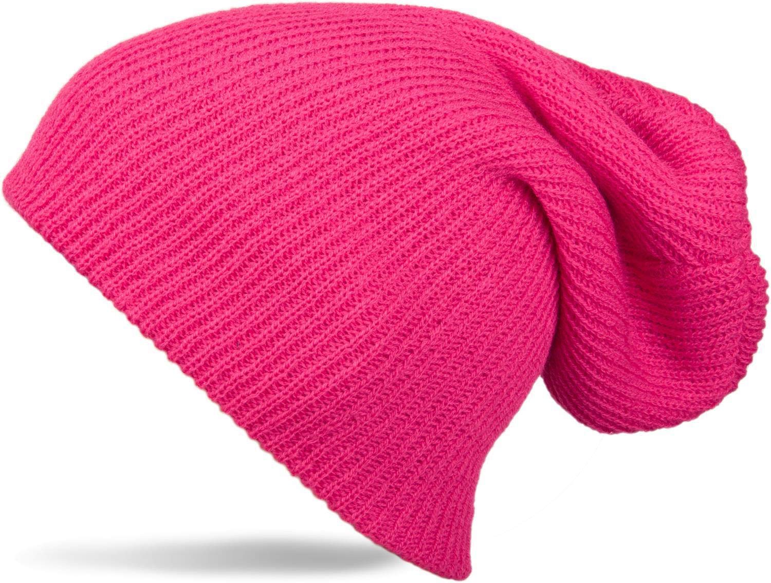 styleBREAKER Beanie, Slouch, Long Knit Beanie, Double Knit, Warm, Unisex 04024004, Colour:Pink-
