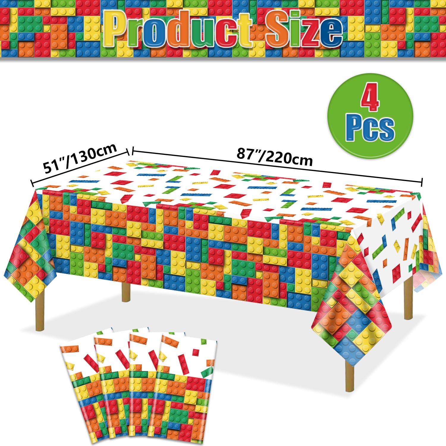PTECDROTS 4Pcs Building Block Tablecloths - Image 2