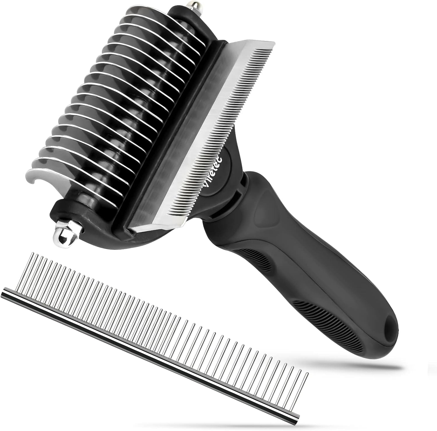 Viretec Dog Deshedding Brush, 2 in 1 Pet Undercoat Rake for Cats and Small Dog, Long and Short Grooming Tool, Dematting Combs Easily Remove Mats, Tangles and Loose Fur Small Black : Pet Supplies