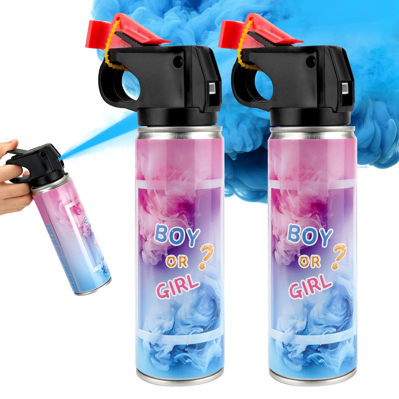 RISEMART Gender Reveal Smoke Cannon, Photo-Ready Gender Reveal Decoration, Eco-Friendly Party Ideas for Gender Reveal, Wedding, Sports Events & Photoshoots (Small, Blue 2pack)