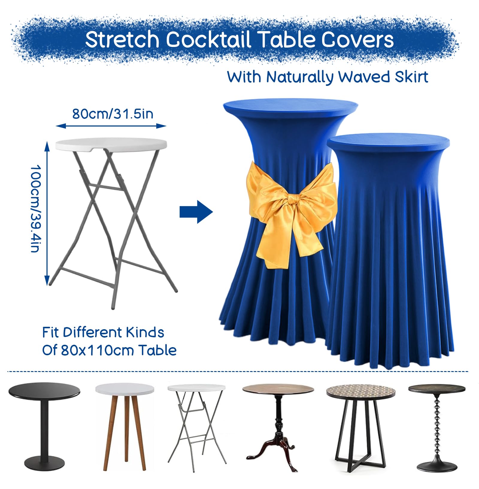 Tovaglia Rotonda In Spandex 183 Cm – Blu Reale | Elasticizzata E Lavabile Per Tavoli Da 183x76 Cm Con 4 Gambe | Resistente A Macchie E Pieghe