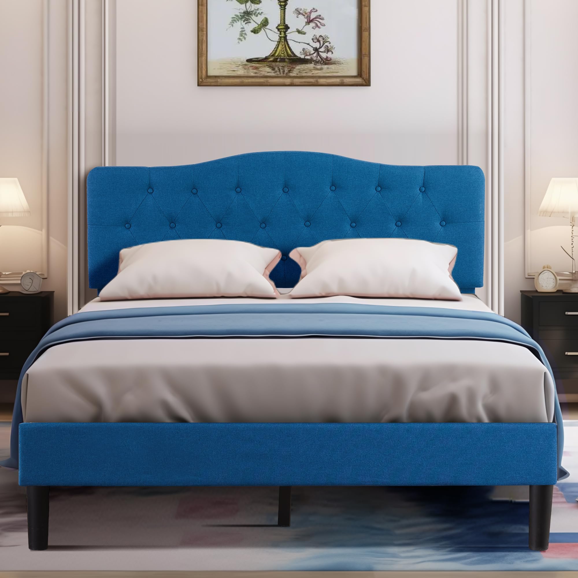 Snapklik.com : VECELO Full Size Bed Frame Upholstered Platform