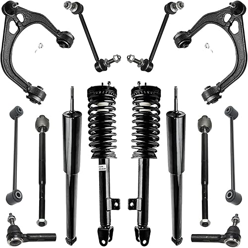 Detroit Axle - Puntales delanteros RWD + amortiguadores traseros brazos de control, barras estabilizadoras de repuesto para Chrysler 300 Dodge