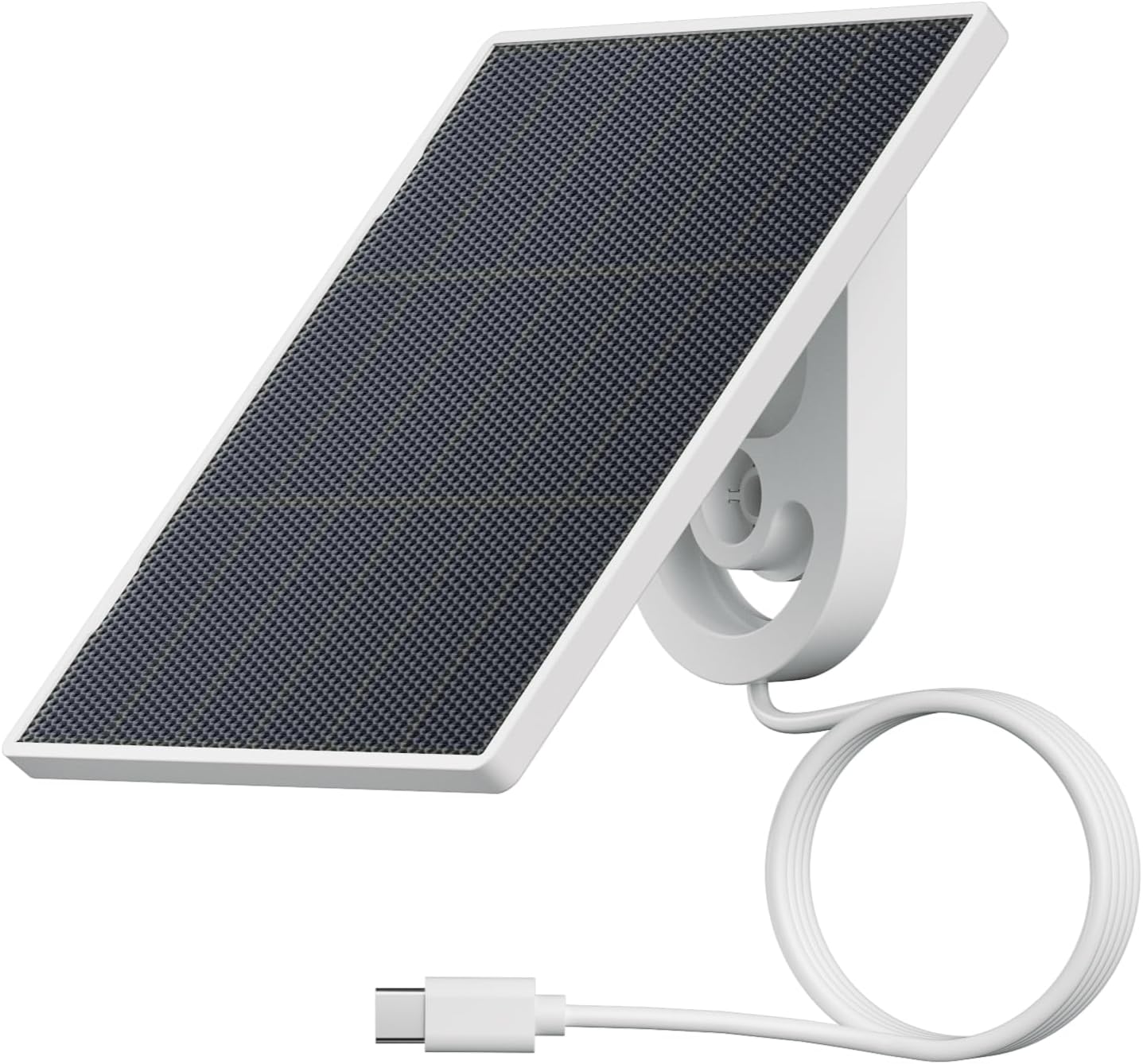 2W Solar Panel for Security Camera USB-C Port Continuous Power Supply with 6.5ft Charging Cable,IP65 Weatherproof, 90° Adjustable Mounting