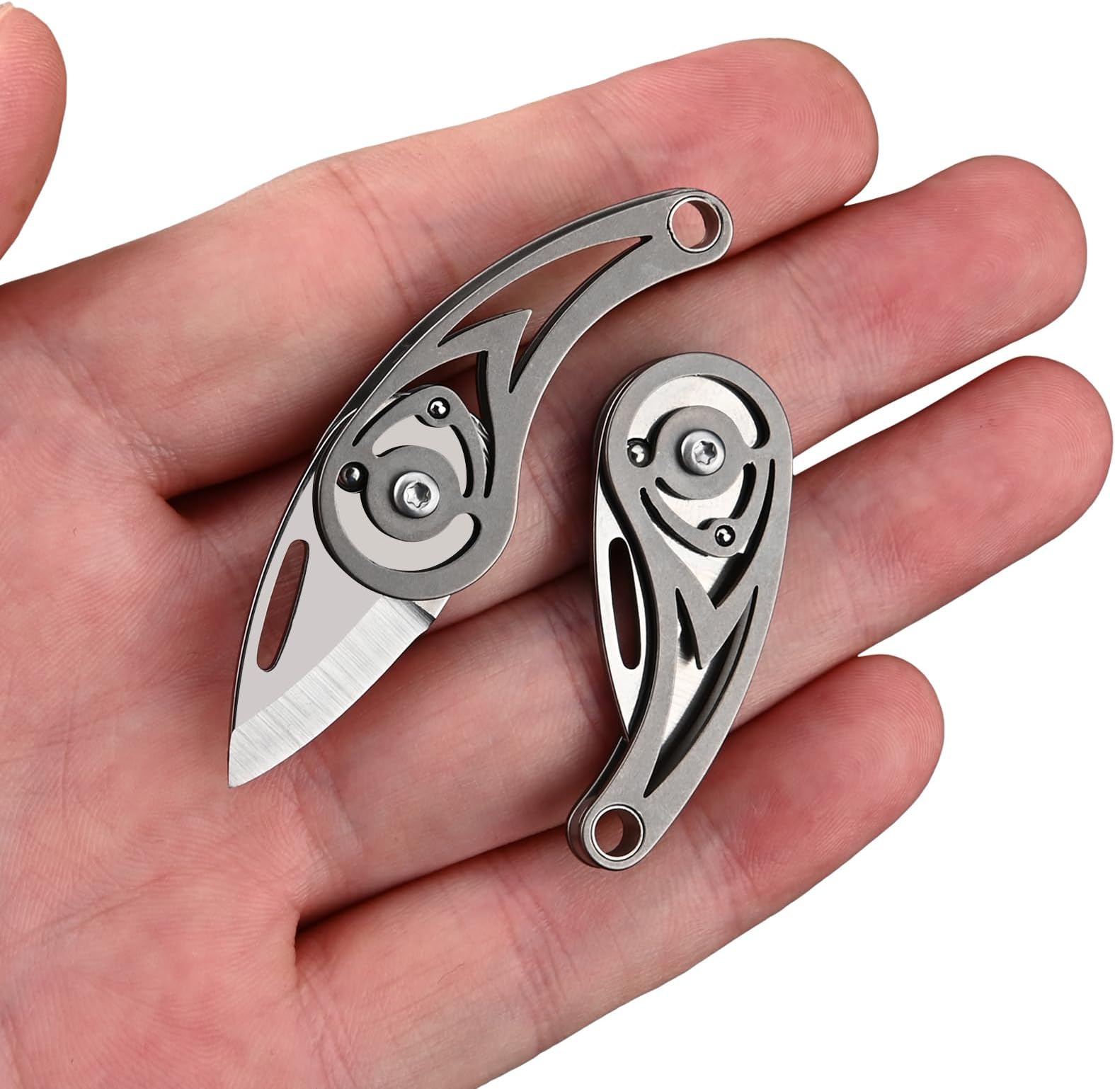 Tops Home Small Pocket Knife, Titanium Keychain Knife, Stocking Stuffers, Little Box Cutter, EDC Utility Knife, Cool Keychain Gift for Men and Women