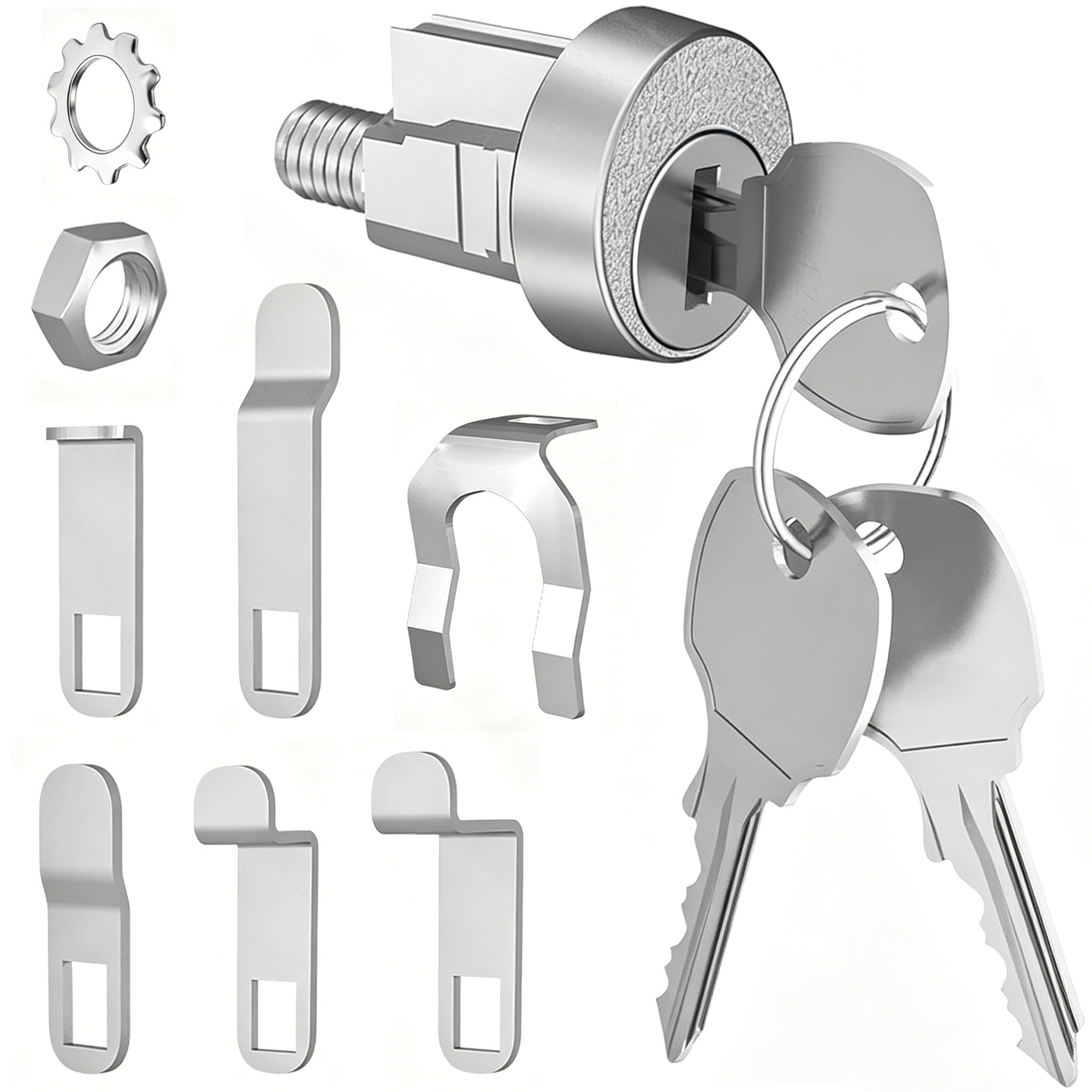 Photo 1 of 1 Pack L-1172C Mailbox Lock Replacement for C9100, 3 Keys & 5 Cams – Anti-Corrosion Nickel Finish, 90° Clockwise Rotation for USPS Mailboxes