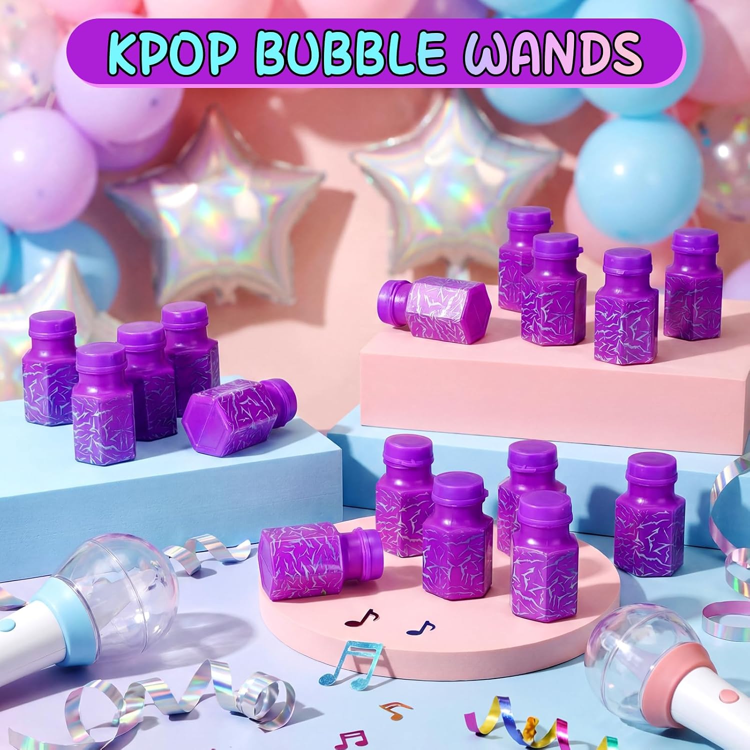 Hollowfly 48 Pcs Kpop Party Favors Purple Lightning Bubble Wands image 4
