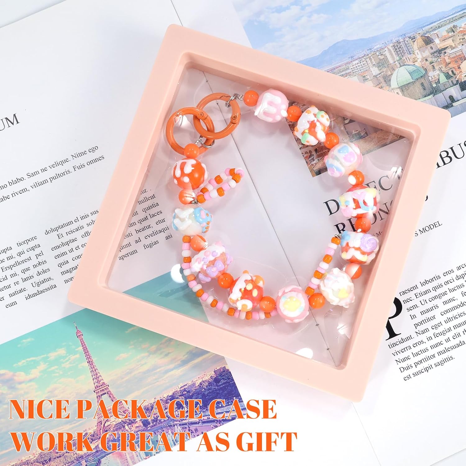 Cute Handpainted Phone Charms Colorful Beaded Phone Charm Strap Hands-free Cellphone Wrist Strap for Women Girl