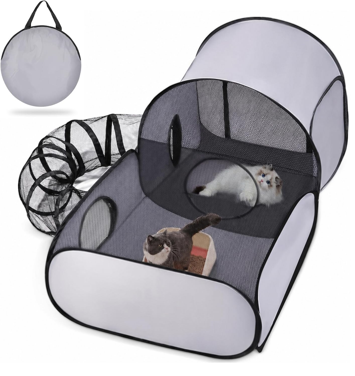 Portable Pet Playpen with Tunnel - Foldable Cat/Kitten Enclosure Tent, Lightweight Interactive Pet House for Small Animals - Ideal for Home, Camping & Travel (Medium) — image 1