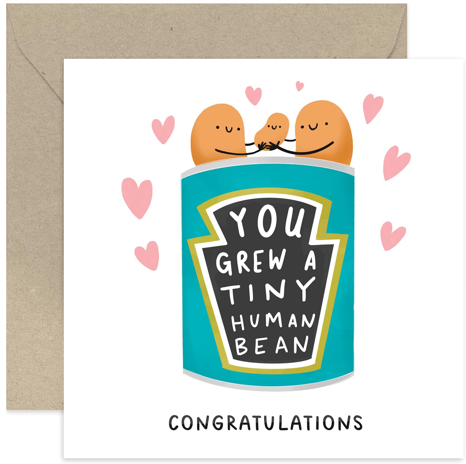 Funny 'Tiny Human Bean' Pregnancy Announcement & Congratulation Card