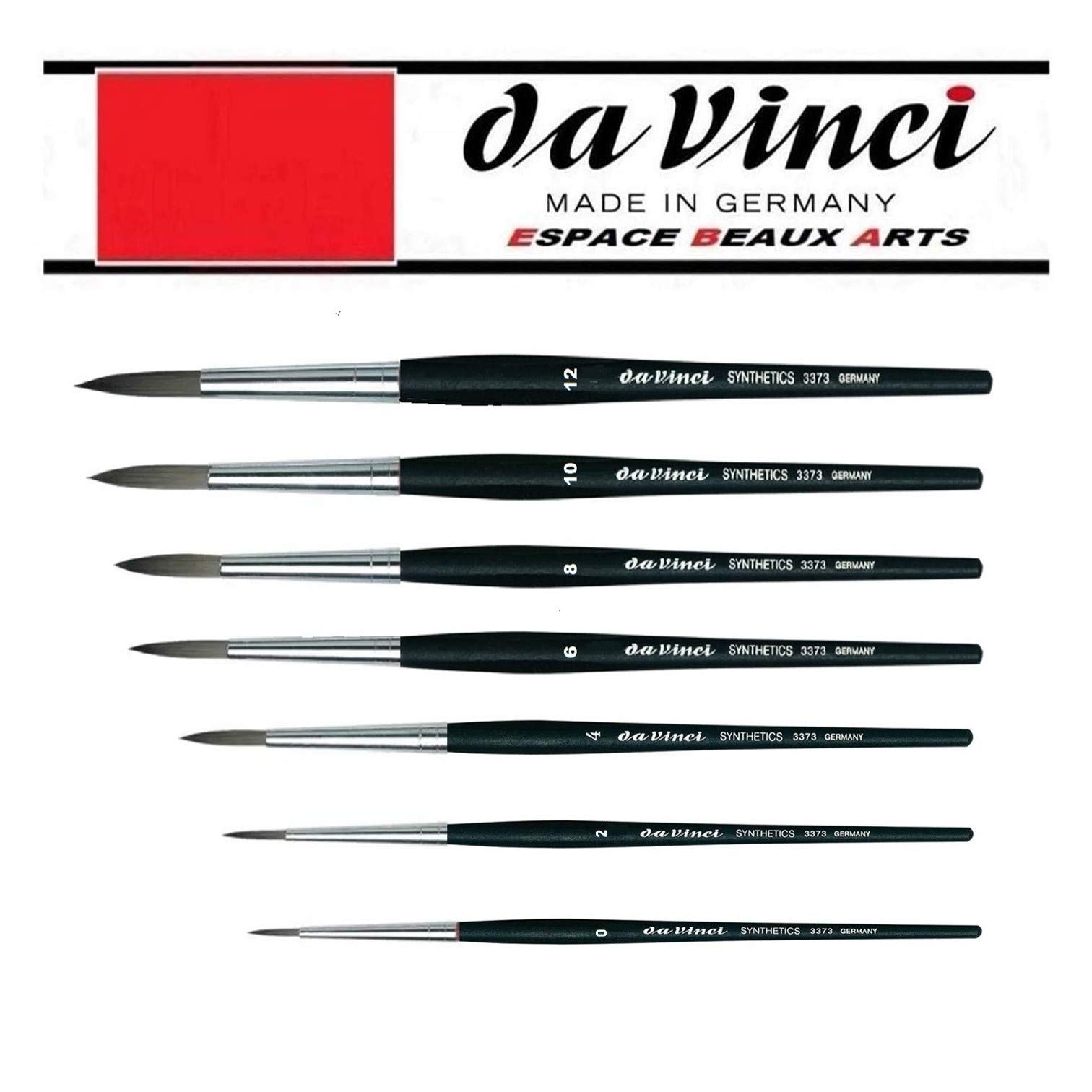 Da Vinci Serie 373 (3373) Set 7 Pinsel Rund Synthetik Grau 0,2,4,6,8,10,12 für Ölgemälde Acryl Gouache und Aquarell