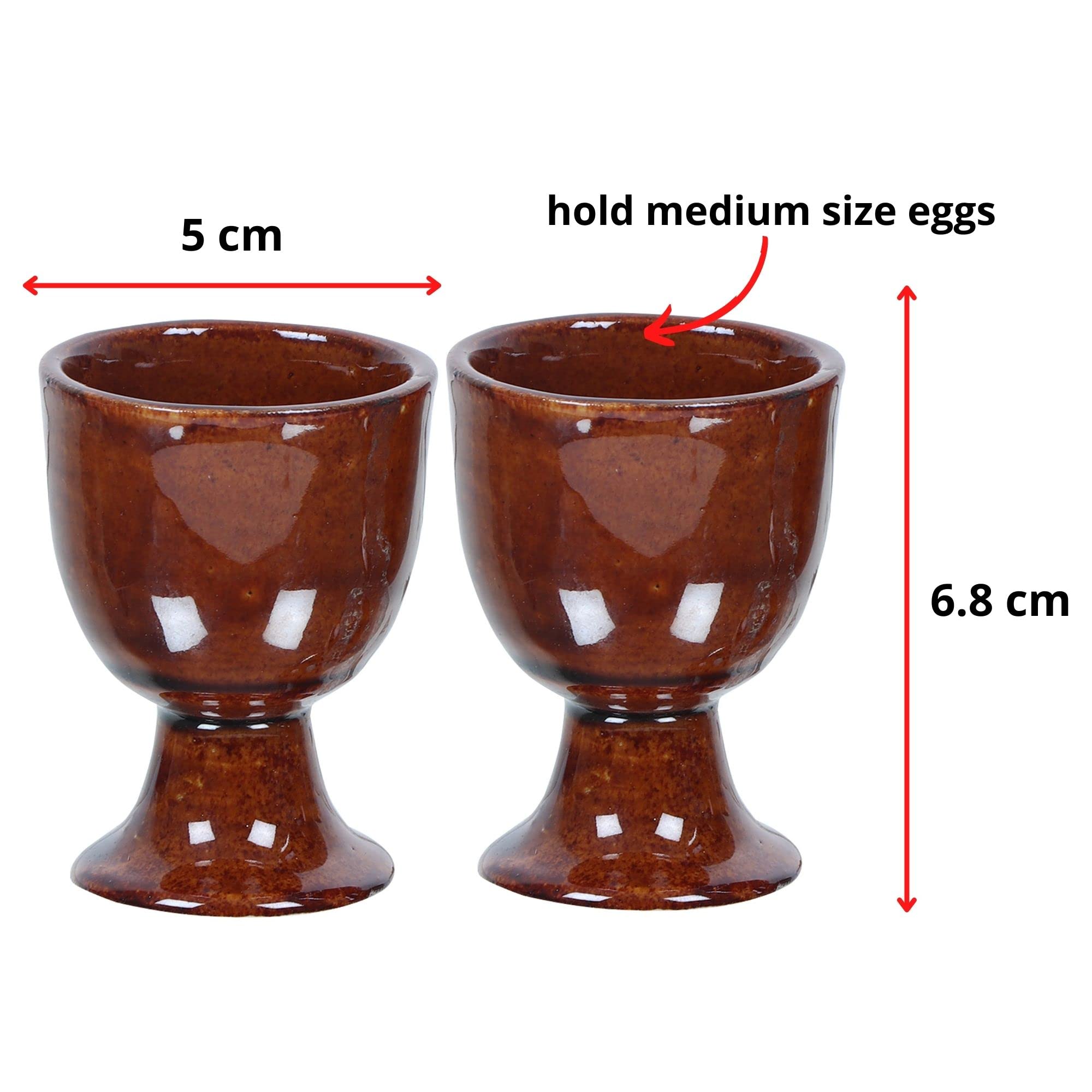 Soft Boiled Egg Holder | Ceramic Egg Cup Set | Ceramic Egg Holder Pottery Housewarming Gift Set of 2 (Brown) 3