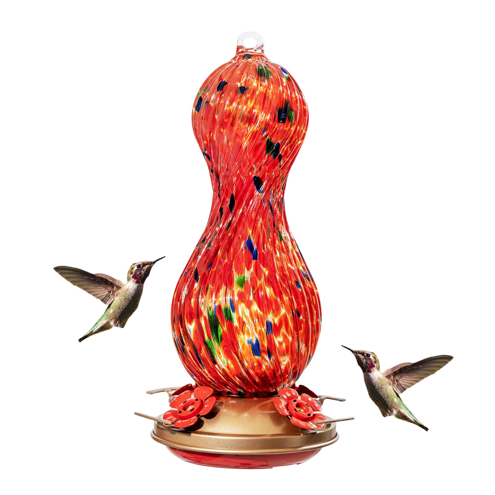Muse Garden Hand Blown Glass Hummingbird Feeder