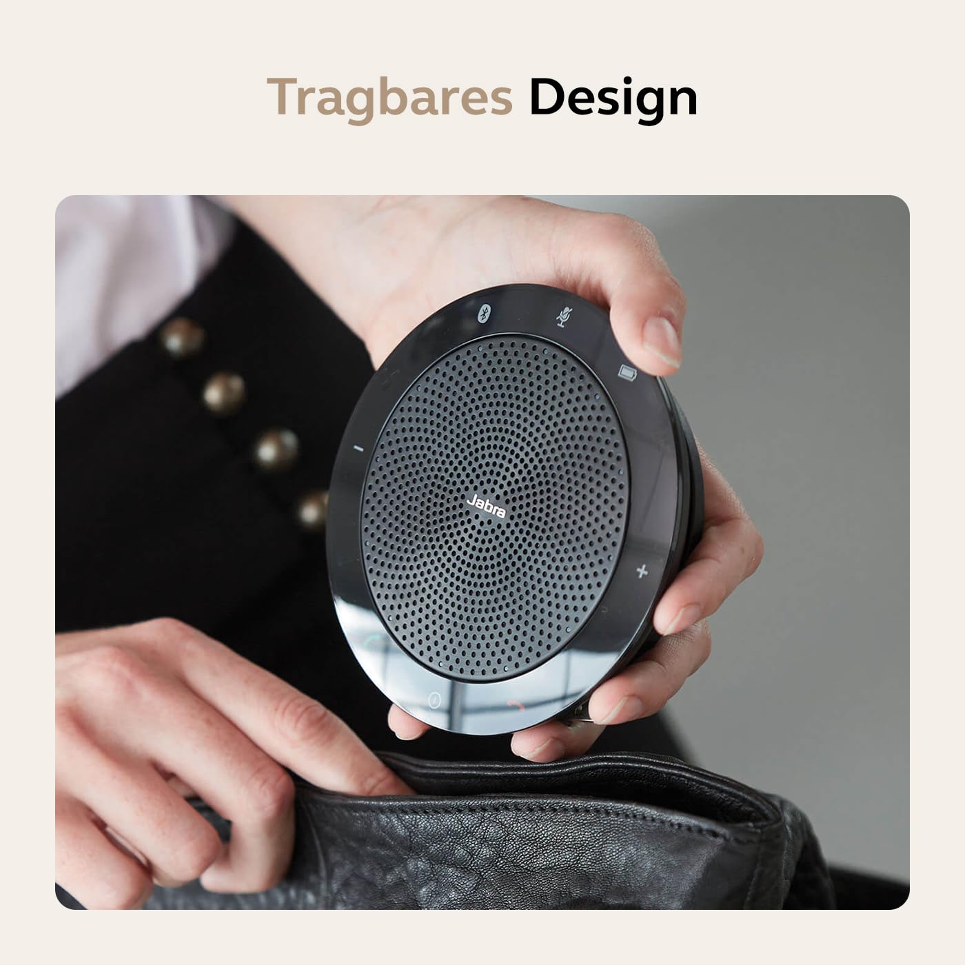 Jabra Speak 510 Konferenzlautsprecher, Unified Communications zertifizierter tragbarer Lautsprecher mit USB-Anschluss, Für Laptop, Smartphone und Tablet